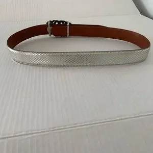 Terry Stack women’s gold leather belt silver & black stone buckle size Medium Terry Stack Belts - Etsy main image 4
